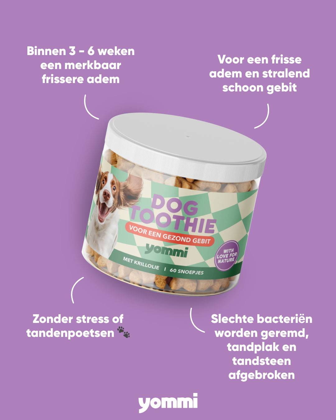 Yommi Dog Toothie, supplement voor gebit en adem